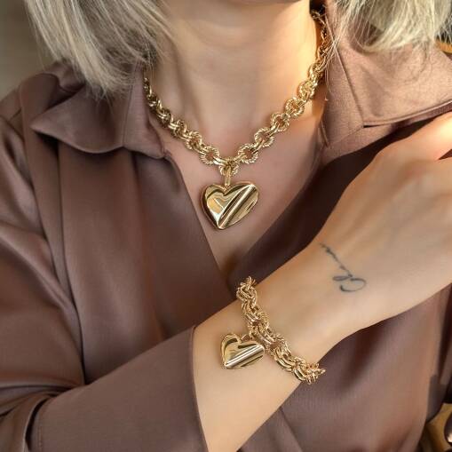 14 Ayar Altın Kalp Kolye Cetaş Zarif Tasarım - 5