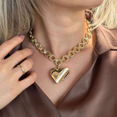 14 Ayar Altın Kalp Kolye Cetaş Zarif Tasarım