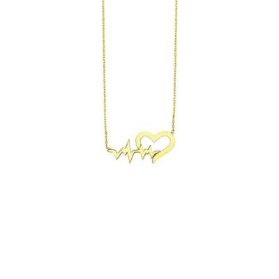 14 Ayar Altın Kalp Ritmi Kolye