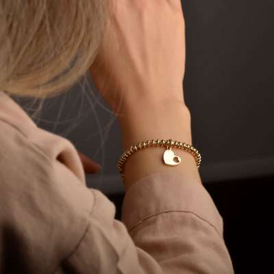 14 Ayar Altın Kalpli Bileklik - 2