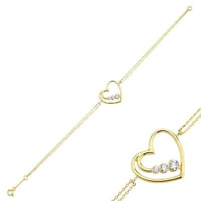 14 Ayar Altın Kalpli Bileklik