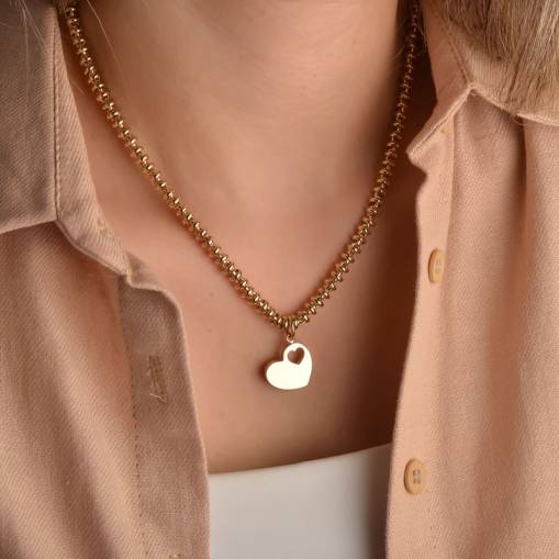 14 Ayar Altın Kalpli Kolye - 1