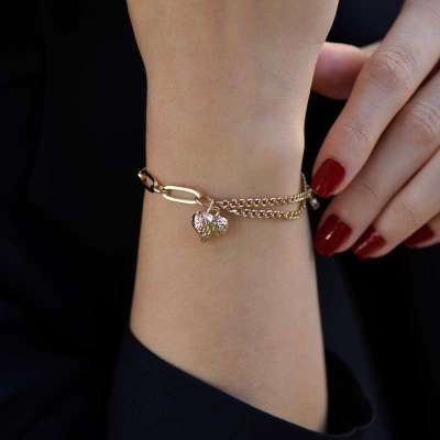 14 Ayar Altın Kalpli Hallow Bileklik - ENGİNGOLD MYZ
