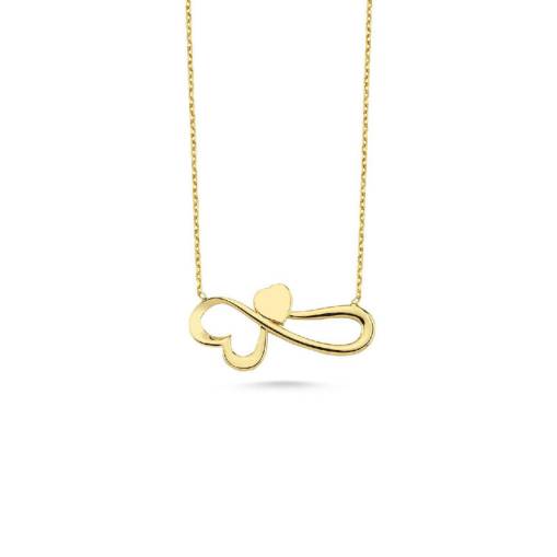 14 Ayar Altın Kalpli Sonsuzluk Kolye - 2