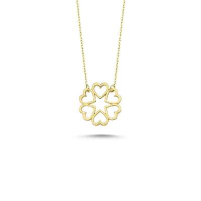 14 Ayar Altın Kalpli Tasarım Kolye - ENGİNGOLD