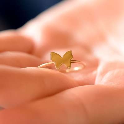 14 Ayar Altın Kelebek Figürlü Altın Yüzük
