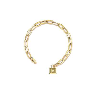 14 Ayar Altın Kilit Figürlü Halka Bileklik