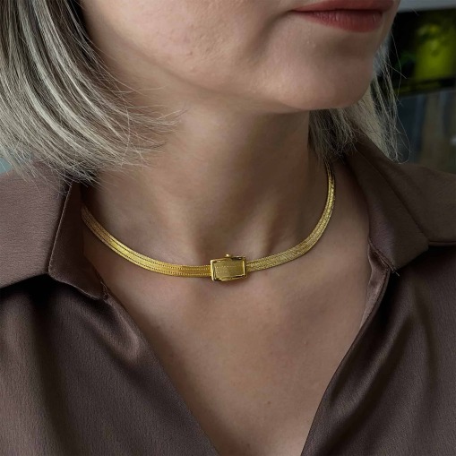 14 Ayar Altın Light Klasik Trabzon Hasır Kolye - 2