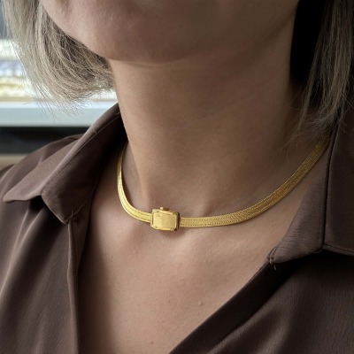 14 Ayar Altın Light Klasik Trabzon Hasır Kolye - 3