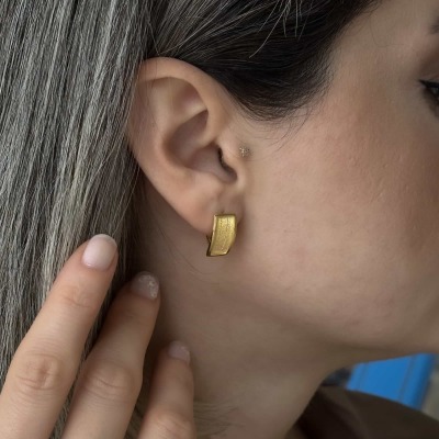 14 Ayar Altın Light Klasik Trabzon Hasır Küpe - 3