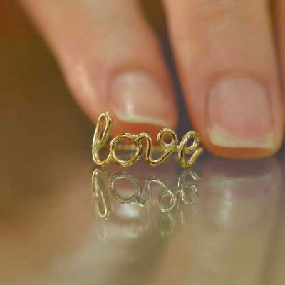 14 Ayar Altın Love İsim Yüzük - Thumbnail