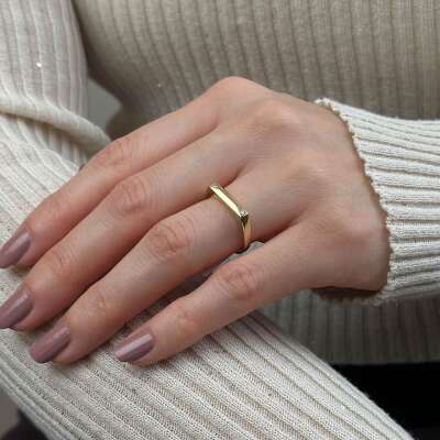 14 Ayar Altın Love Tasarım Taşlı Yüzük - 4