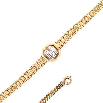 14 Ayar Altın M Harf Bileklik - 2