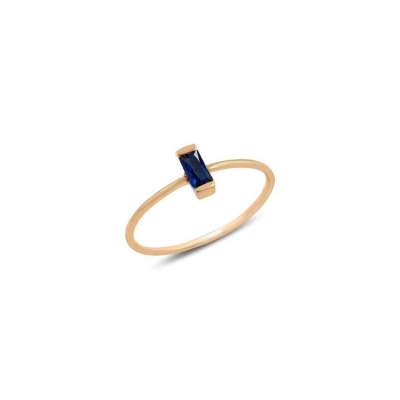 14 Ayar Altın Mavi Baget Taşlı Yüzük