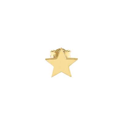 14 Ayar Altın Mini Tek Yıldız Küpe - Thumbnail