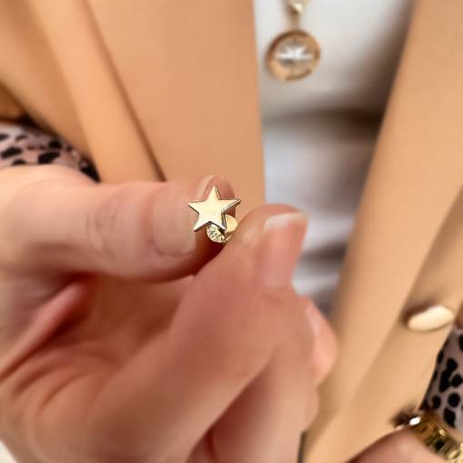 14 Ayar Altın Mini Tek Yıldız Küpe - 2