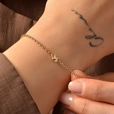 14 Ayar Altın Minimal Doç Zincir Kelebek Bileklik