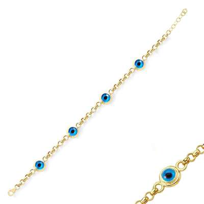 14 Ayar Altın Nazar Boncuklu Bileklik - ENGİNGOLD ZÜM