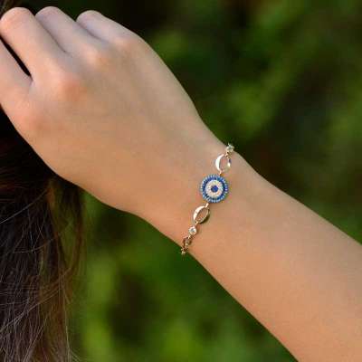 14 Ayar Altın Nazar Boncuklu Bileklik - 3