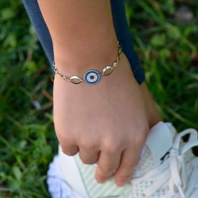 14 Ayar Altın Nazar Boncuklu Bileklik - 2