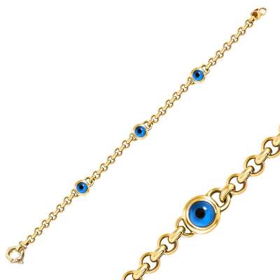 14 Ayar Altın Nazar Boncuklu Bileklik - 3