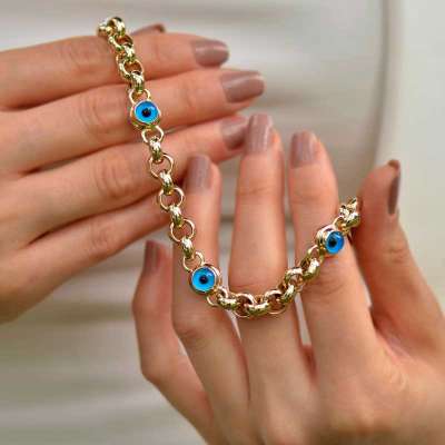 14 Ayar Altın Nazar Boncuklu Bileklik - 2