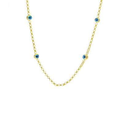 14 Ayar Altın Nazar Boncuklu Halka Kolye - ENGİNGOLD ANT