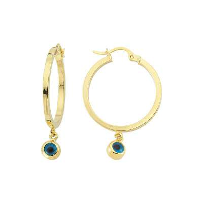 14 Ayar Altın Nazar Boncuklu Küpe - ENGİNGOLD