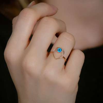 14 Ayar Altın Nazar Boncuklu Yüzük