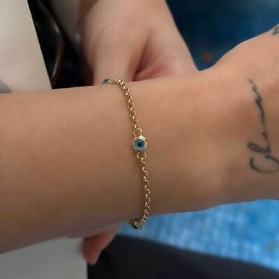 14 Ayar Altın Nazar Boncuklu Zincir Bileklik