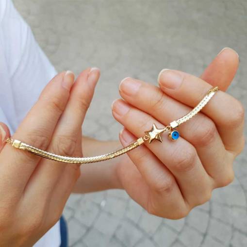 14 Ayar Altın Nazarlı Yıldız Bileklik - 2