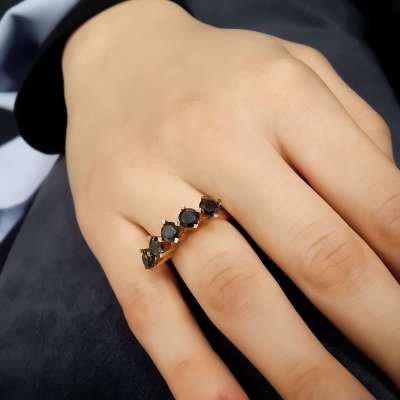 14 Ayar Altın Oniks Taşlı Beştaş Yüzük - ENGİNGOLD RKK