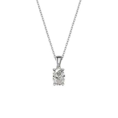 14 Ayar Altın Oval Taşlı Tektaş Kolye - ENGİNGOLD SRD