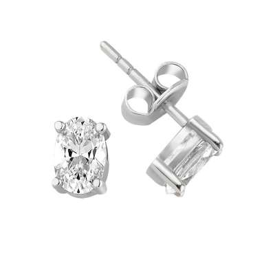 14 Ayar Altın Oval Taşlı Tektaş Küpe - ENGİNGOLD SRD