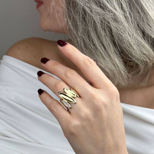 14 Ayar Altın Oval Yüzük – Zirkon Taşlı Regold Tasarım - 3