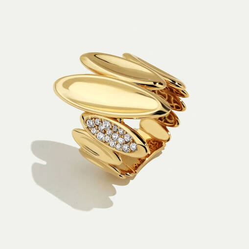 14 Ayar Altın Oval Yüzük – Zirkon Taşlı Regold Tasarım - 1