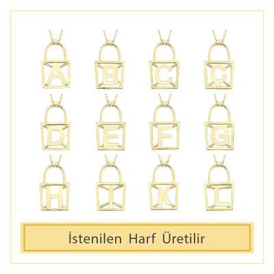 14 Ayar Altın P Harfli Kilit Kolye - 3