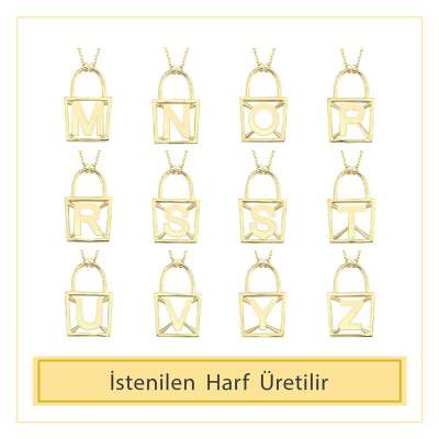 14 Ayar Altın P Harfli Kilit Kolye - 4