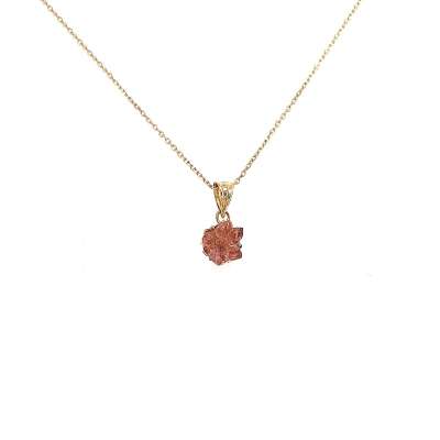 14 Ayar Altın Pembe Lotus Çiçeği Kolye - 2