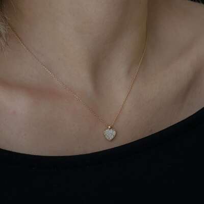 14 Ayar Altın Pırlanta Kalp Kolye – Zarif ve Şık Tasarım - 2