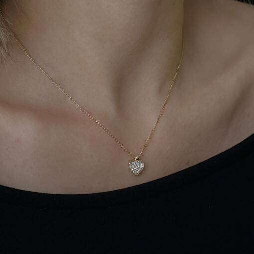 14 Ayar Altın Pırlanta Kalp Kolye – Zarif ve Şık Tasarım - 2