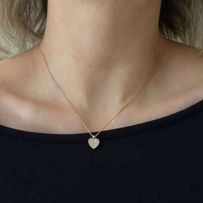 14 Ayar Altın Pırlanta Kalp Kolye – Zarif ve Şık Tasarım - 3