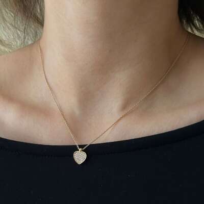 14 Ayar Altın Pırlanta Kalp Kolye – Zarif ve Şık Tasarım - 4