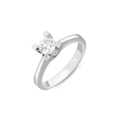 14 Ayar Altın Pırlanta Tektaş Yüzük 0.50 Karat Lüks Model - 6