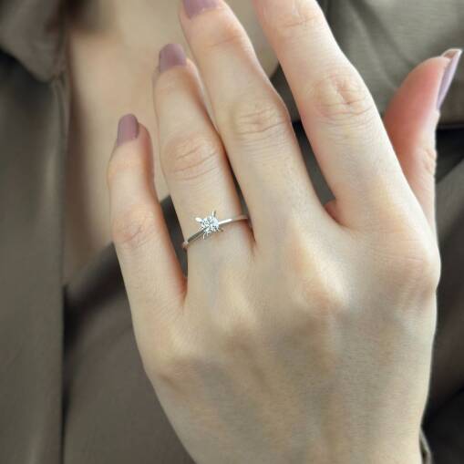 14 Ayar Altın Pırlanta Tektaş Yüzük – Zarif ve Şık Tasarım - 3