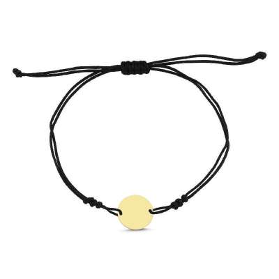 14 Ayar Altın Plaka İpli Bileklik - ENGİNGOLD