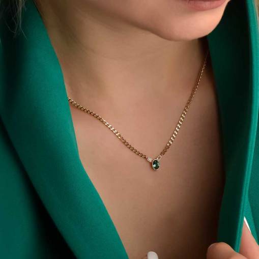 14 Ayar Altın Renkli Taşlı Kolye - 1