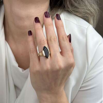 14 Ayar Altın Renkli Taşlı Yüzük – Kahverengi Zirkon - ENGİNGOLD RGL