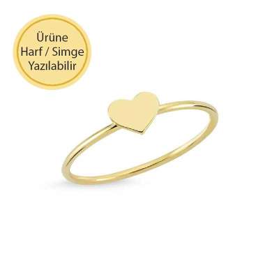 14 Ayar Altın Sade Kalpli Yüzük