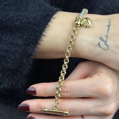 14 Ayar Altın Sade Sevgi Bileklik - 8